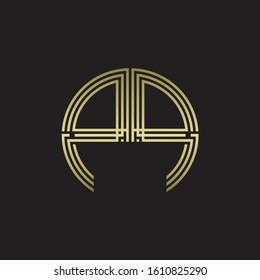 PP Logo monogram triple ribbon style line design template isolated with gold color