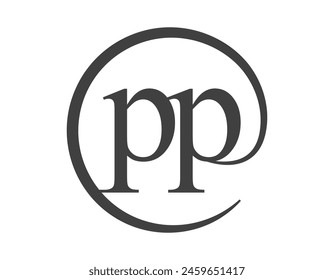 PP logo from two letter with circle shape email sign style. P and P round logotype of business company for brand identity.