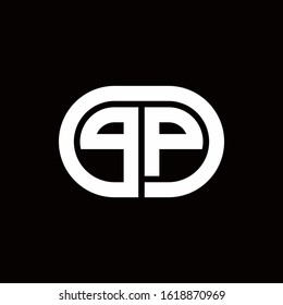 PP monogram logo with an oval style on a black background	