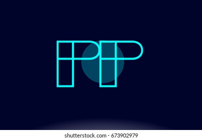pp p blue line circle letter logo alphabet creative company vector icon design template