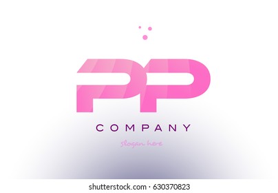 pp p letter alphabet text pink purple dots creative company logo vector icon design template