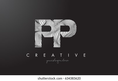 PP P Letter Logo with Zebra Lines Texture Design Vector Illustration.