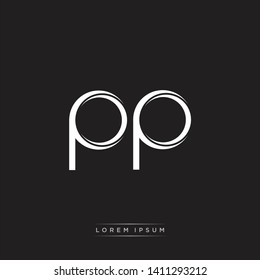 pp p logo Initial Letter Split Lowercase Modern Isolated on Black White