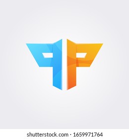 PP, P P modern letter logo in gradient color. Initial logo concept vector with minimalist geometric shape.