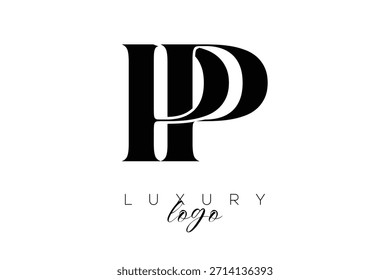 Logotipo de la tipografía del monograma de la letra de la serifa de los PP para la identidad elegante de la marca de Premium