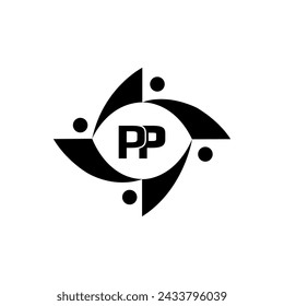  Logotipo PP set ,P. Letra blanca de PP. Diseño de logotipo de letra P P. Conjunto inicial del logotipo de la letra de PP, monograma de la mayúscula del círculo vinculado. Diseño de vector de logotipo de letra P.