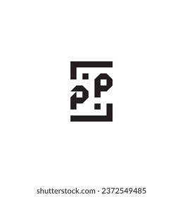 PP square concept retro logo in high quality professional design that will print well across any print media