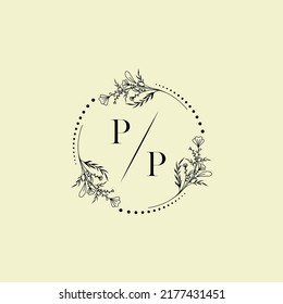 Cartas iniciales del logotipo de boda PP en un diseño profesional de alta calidad que se imprimirán en cualquier medio impreso