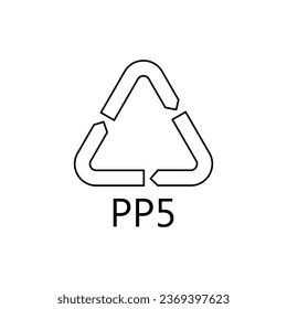 Diseño de iconos de reciclado de plástico PP5. aislado de fondo blanco. ilustración vectorial
