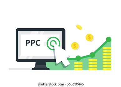 PPC advertising and conversion concept. Internet marketing flat vector illustration.