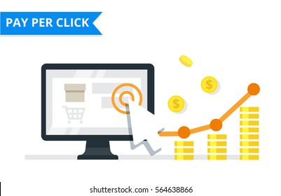 PPC advertising and conversion concept. Internet marketing flat vector illustration.