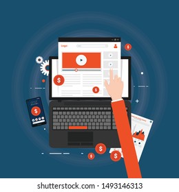 PPC advertising, Pay per click marketing, Digital marketing campaign flat design