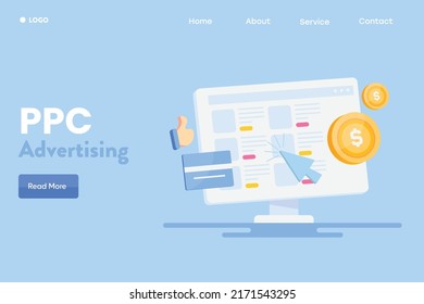 PPC Advertising, Pay Per Click, Paid Website Listing, Spending Money On PPC Campaign - 3D Style Vector Landing Page Template With Icons