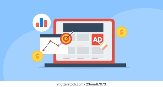 PPC advertising, Pay per click campaign, Digital advertising, PPC ads sending traffic, PPC budget - vector illustration background with icons