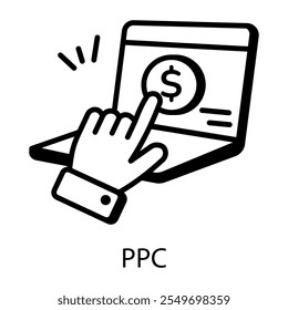 Ppc campaign icon in hand drawn style