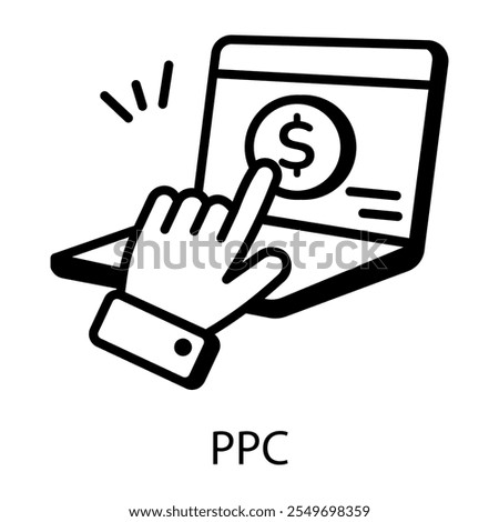 Ppc campaign icon in hand drawn style