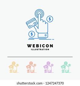 ppc, Click, pay, payment, web 5 Color Line Web Icon Template isolated on white. Vector illustration