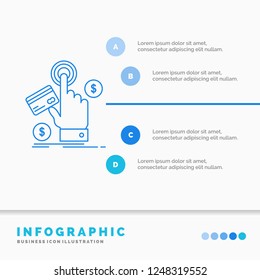 ppc, Click, pay, payment, web Infographics Template for Website and Presentation. Line Blue icon infographic style vector illustration