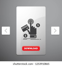 ppc, Click, pay, payment, web Glyph Icon in Carousal Pagination Slider Design & Red Download Button