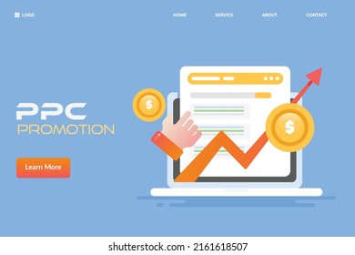 PPC concept, Pay per click marketing, Digital marketing, website advertising - flat design vector illustration