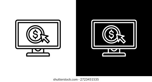 Icono de la PC contorno blanco y negro.