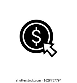 PPC icon in linear, black flat shape icon style design isolated on white background