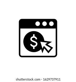 PPC icon in linear, black flat shape icon style design isolated on white background