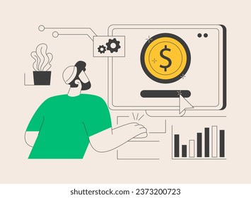 PPC management abstract concept vector illustration. PPC service, pay-per-click model, internet marketing management, online ad campaign, digital agency website, menu UI element abstract metaphor.