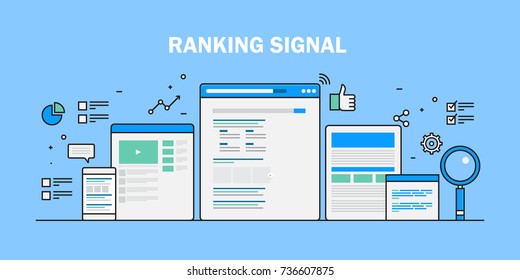 PPC optimization, Search marketing, Pay per click flat vector line illustration with icons