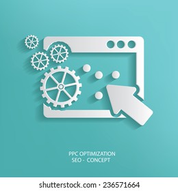 PPC Optimize symbol on blue background,clean vector