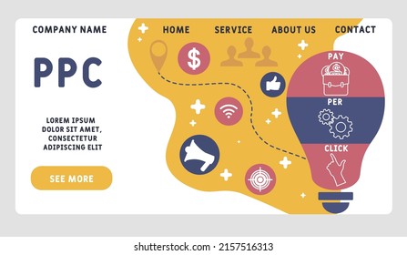 PPC - Pay per click acronym. business concept background. vector illustration concept with keywords and icons. lettering illustration with icons for web banner, flyer, landing pag 