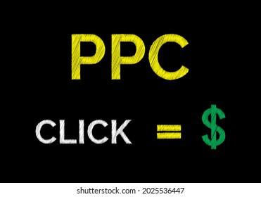 Ppc pay per click advertisement banner. Earn money concept.