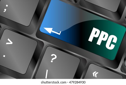 PPC (Pay Per Click) Concept. Button on Modern Computer