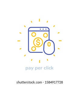 ppc, pay per click icon, line vector