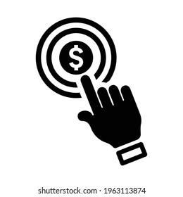 PPC, pay per click icon. Black vector.
