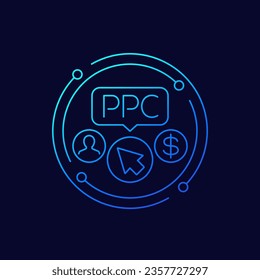 ppc, pay per click icon, linear design
