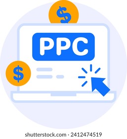 ppc pay per click modern icon clipart illustration