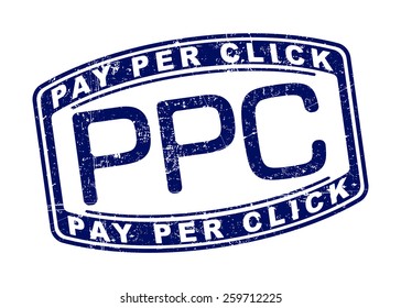 PPC (Pay Per Click) rubber stamp.