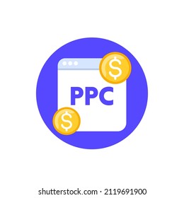 ppc, pay per click, vector flat icon