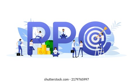 Ppc people for marketing design. Isometric vector illustration. Social media marketing