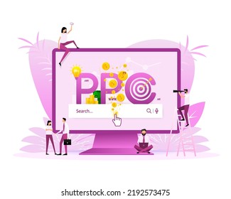 Gente del Ppc. Concepto de búsqueda web. Concepto empresarial.Diseño digital de ilustraciones de vector