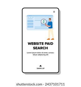 ppc website paid search vector. advertising google, click optimization, marketing engine ppc website paid search web flat cartoon illustration