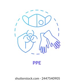 PPE blue gradient concept icon. Personal protective equipment. Risk assessment, industrial hygiene. Round shape line illustration. Abstract idea. Graphic design. Easy to use presentation, article