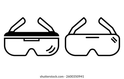 PPE protective equipment line illustration vector icon for safety glasses