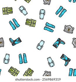 ppe protective safety kit vector seamless pattern thin line illustration