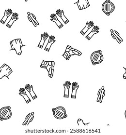 ppe protective safety kit vector seamless pattern thin line illustration