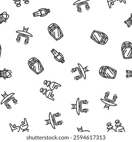 ppe protective safety kit vector seamless pattern thin line illustration