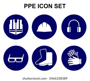 PPE required caution sign. Personal protective equipment icons set for industry and working area. PPE icon vector collection. Warning PPE. Required Symbol Sign