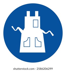 PPE Required Symbol Sign,blue circle sign, white symbol
Protective apron must be worn sign
Wear apron
Wear body protection apron sign