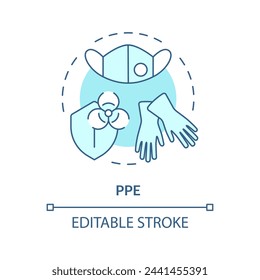 PPE soft blue concept icon. Personal protective equipment. Risk assessment, industrial hygiene. Round shape line illustration. Abstract idea. Graphic design. Easy to use presentation, article